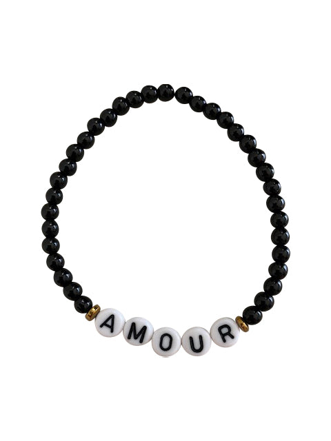 AMOUR BLACK BEAD & GOLD HEMATITE BRACELET