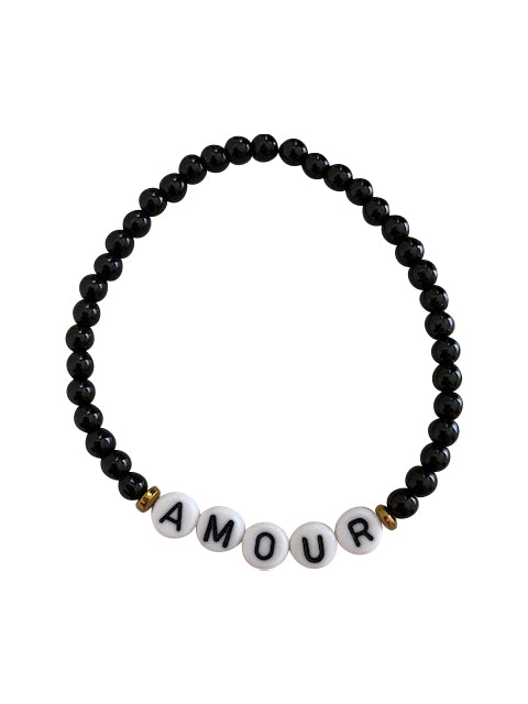 Amour Black Bead & Gold Hematite Bracelet