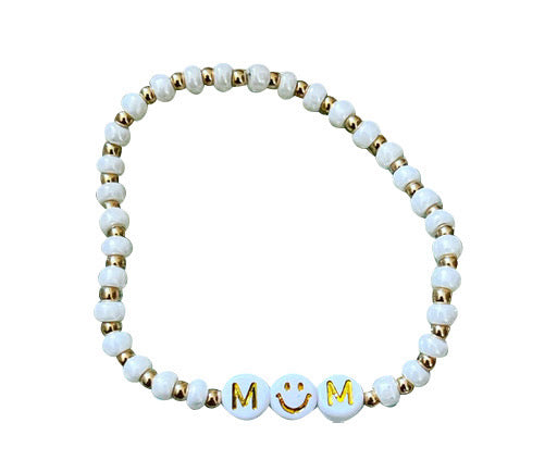 MOM 14K Gold Filled & White Beaded Bracelet