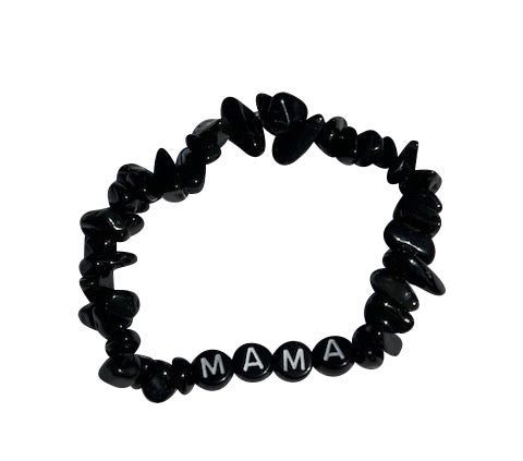 MAMA BLACK SEMI-PRECIOUS STONE BRACELET